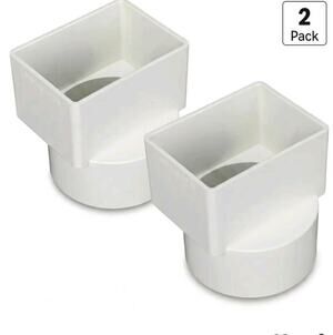 2 Pcs 3"X4"X4" PVC Offset Downspout Drainage Adapter, Connects 3" X4" Downspout